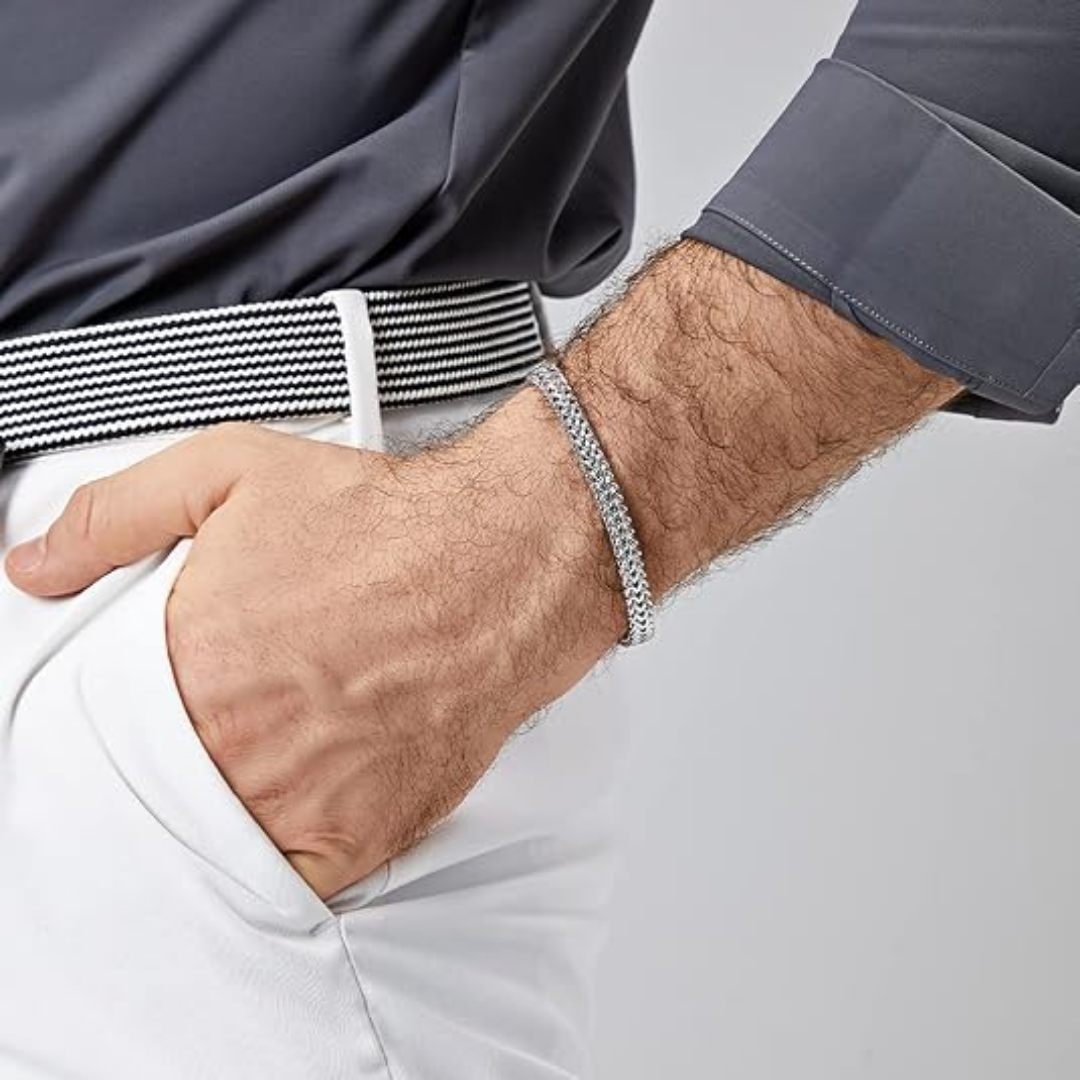 Albin – Stilrent och flätat pansararmband i rostfritt stål