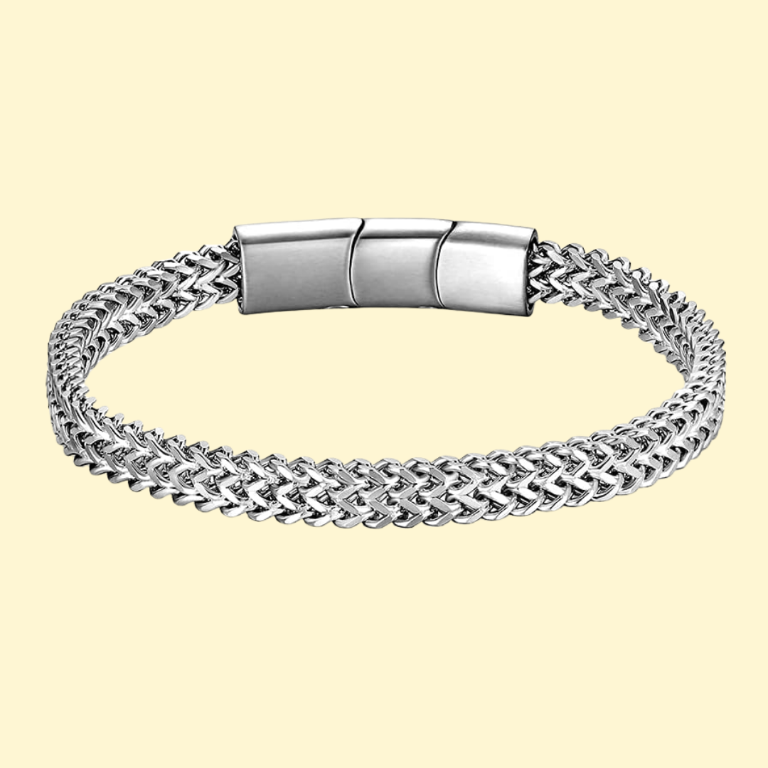 Albin – Stilrent och flätat pansararmband i rostfritt stål