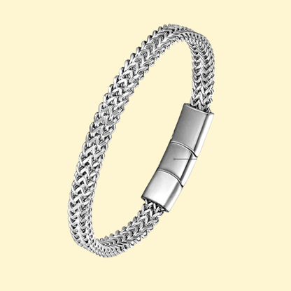 Albin – Stilrent och flätat pansararmband i rostfritt stål