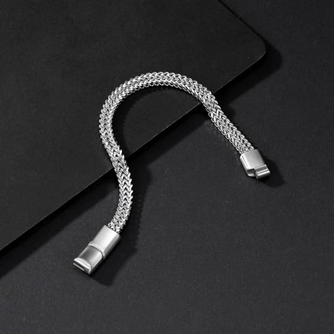 Albin – Stilrent och flätat pansararmband i rostfritt stål