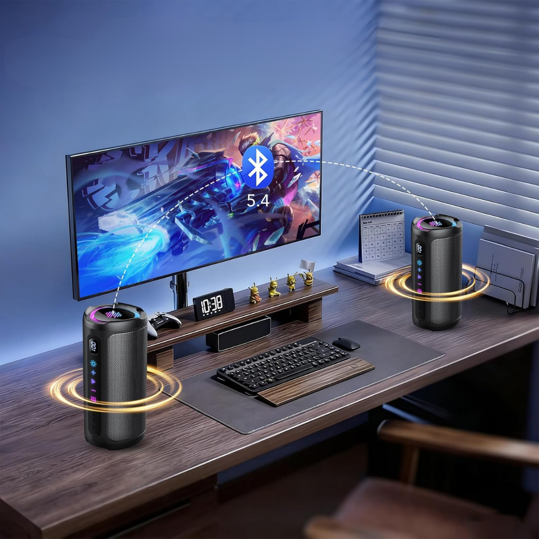 Felix – Vattentät trådlös Bluetooth-högtalare med dynamisk RGB-belysning och stereoljud
