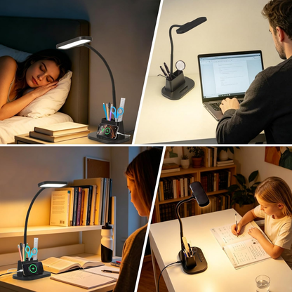 Oliver – Multifunktionell LED-skrivbordslampa med pennhållare och justerbar belysning