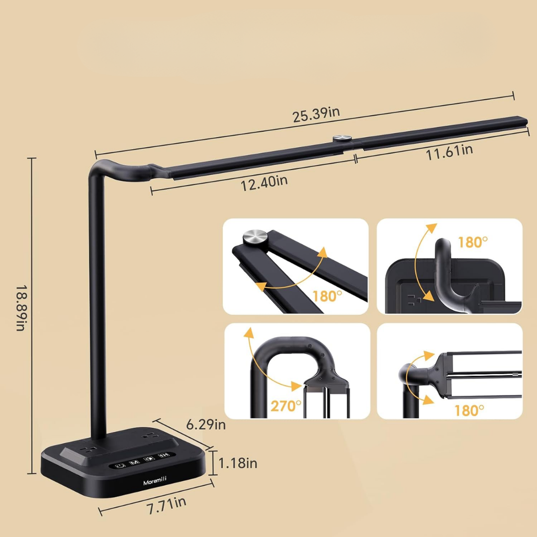 Viktor – Extra bred LED-skrivbordslampa med integrerad laddstation och bred belysning